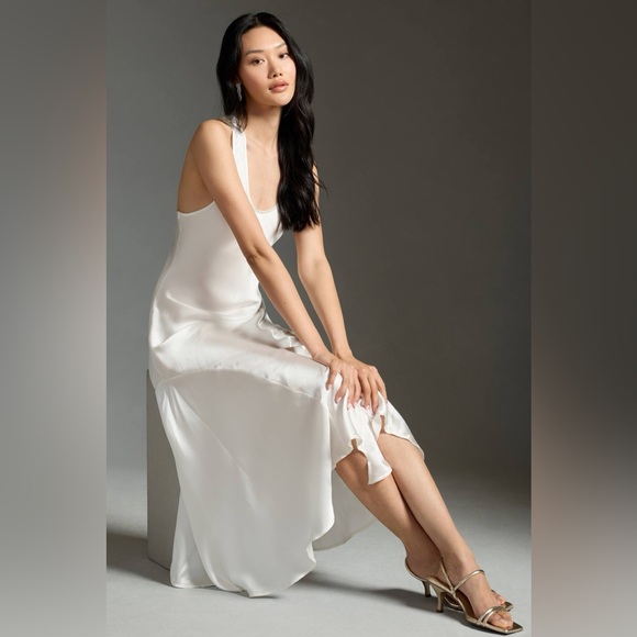 Anthropologie Seamed Silk Midi Dress L - Picture 4 of 13